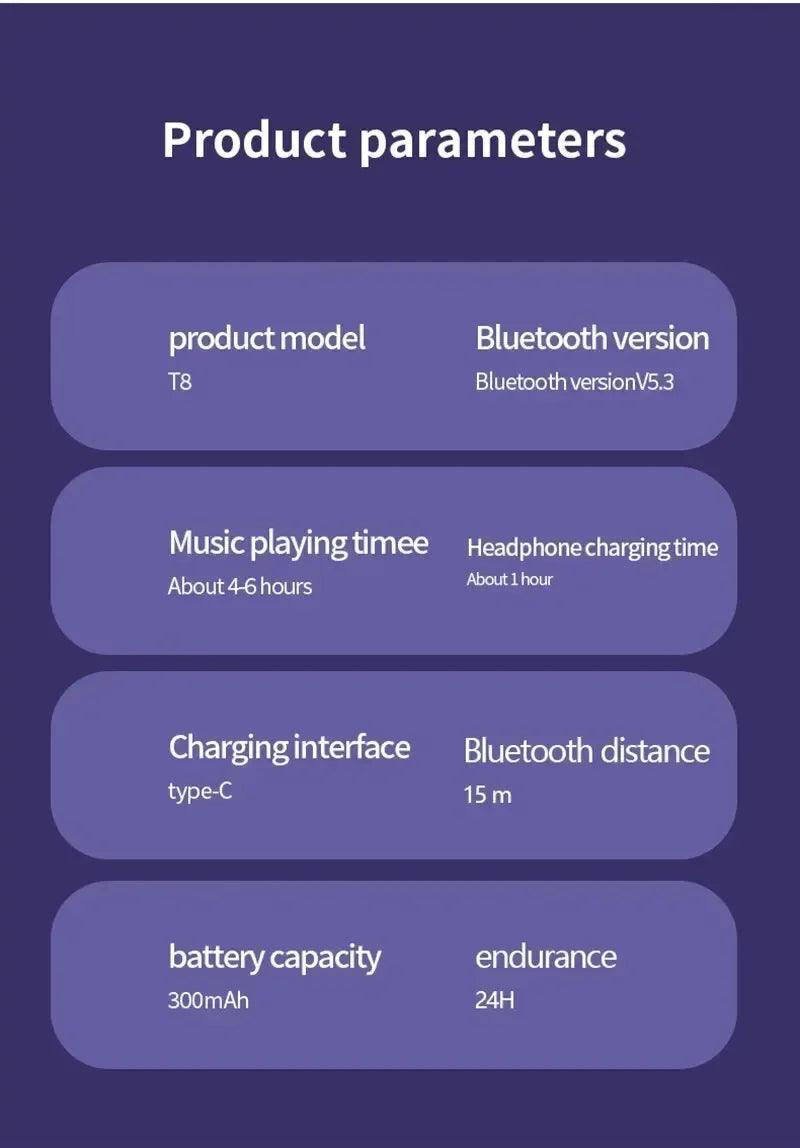 T8 TWS Wireless Bluetooth Headset Transparent